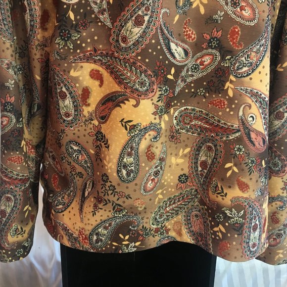Spread Your Wings Womens Size XL Coat Jacket Brown Paisley Print Button Front - Picture 8 of 16